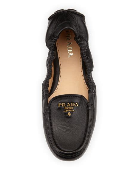 prada scrunch driving loafer|Prada Leather Scrunch Logo Driver, Black .